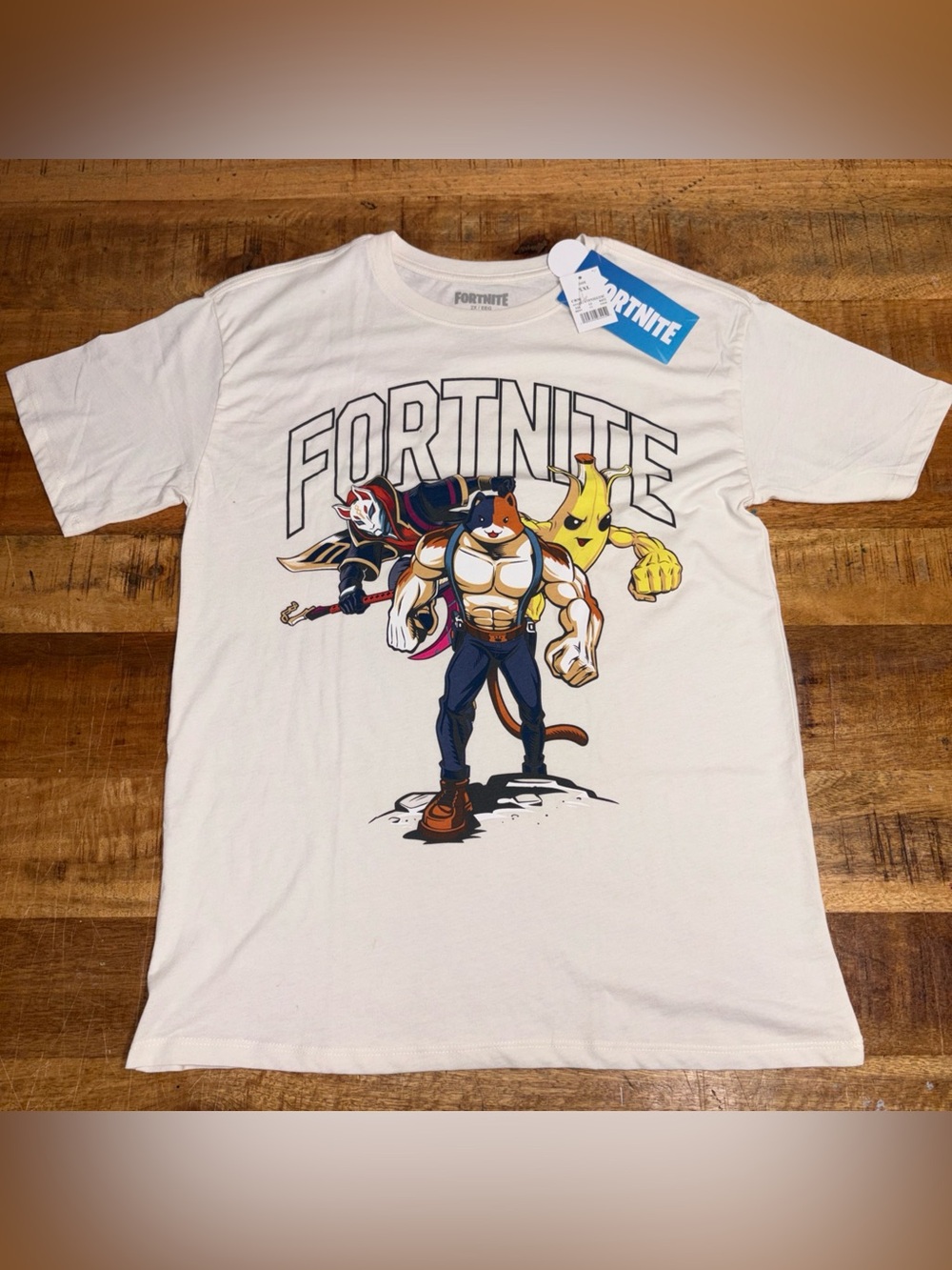 Fortnite Boys Graphic TShirt White XXL Meowscles Peely Cotton Polyester